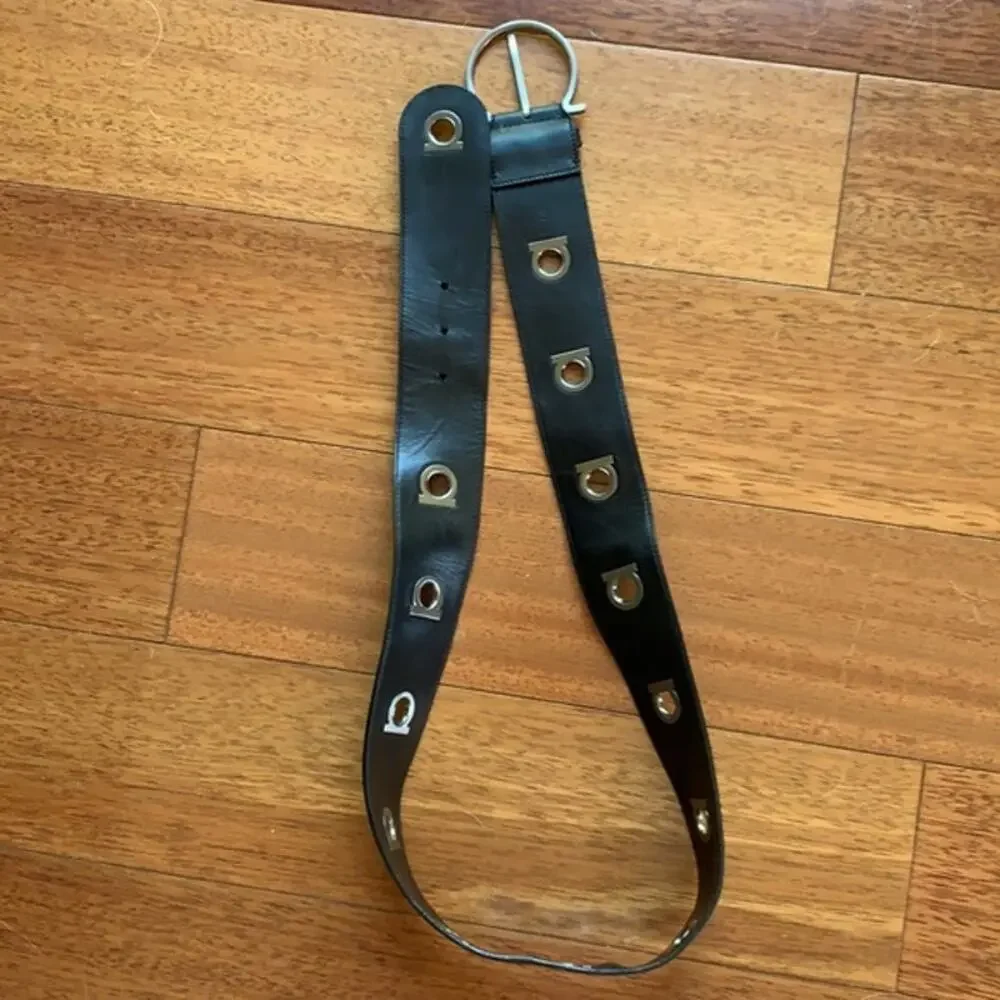 Ferragamo Leather Wide Logo Belt